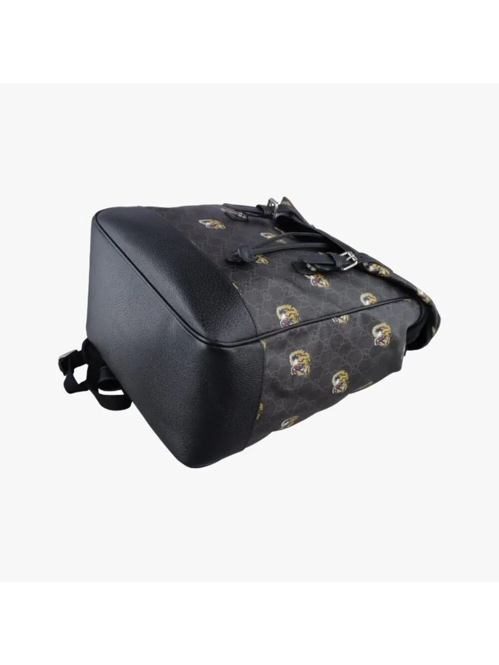 Gucci Interlocking Black GG Supreme Canvas Leather Backpack